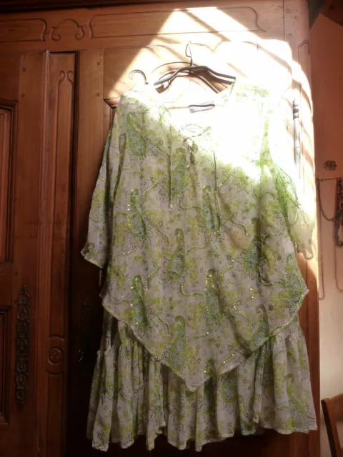 robe  habillée verte avec paillettes 2 pièces