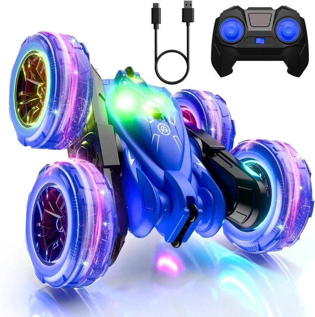 360° Stunt Car with LED Lights & Rotating Wheels – Rechargeable Toy for Kids