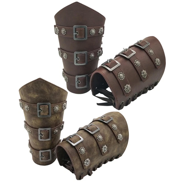 2 Pièces Brassards Médiévaux Nordiques Sangle Réglable Punk Bracer Cuff