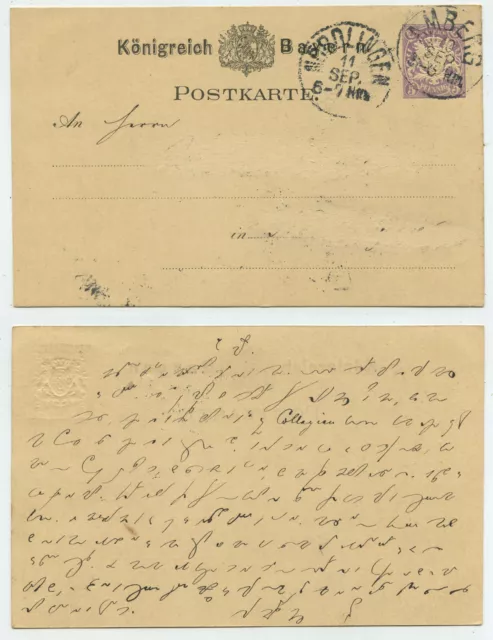 68361 - Ganzsache P 18 - Amberg nach Nördlingen - Adresse ausradiert - Steno