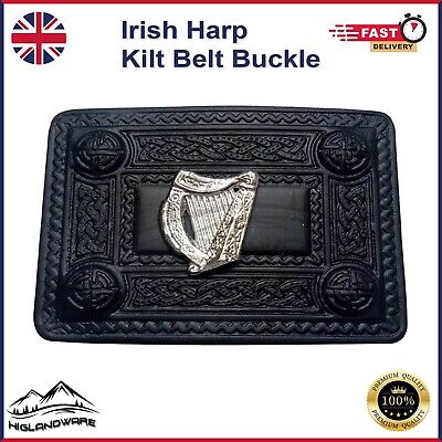 Cardo Fibbia Cintura Kilt Scozzese Nero Jet Finitura/Celtic Nodo Highland 4 Demo Di 