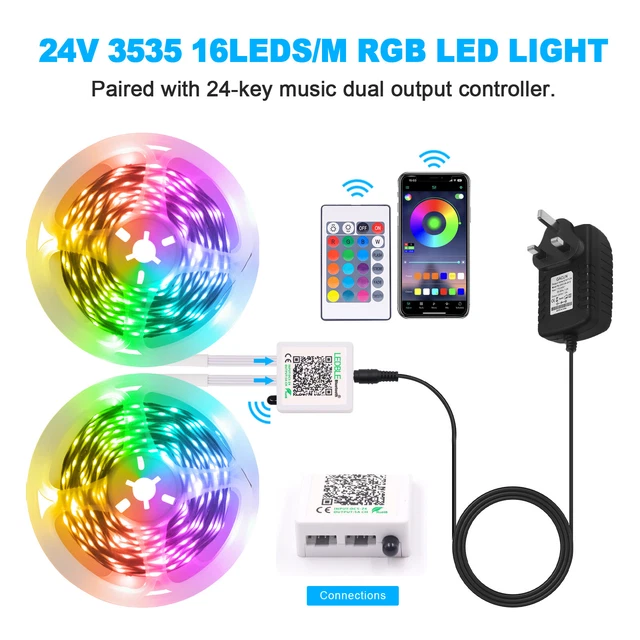 24V RGB LED Strip Lights Lights Flexible Tape Lamp TV Backlight 24