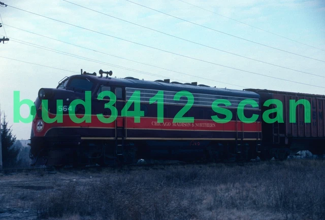 CM&N Chicago Madison & Northern F7 #564 at Monroe WI DEPOT 1982 ORIGINAL Slide!
