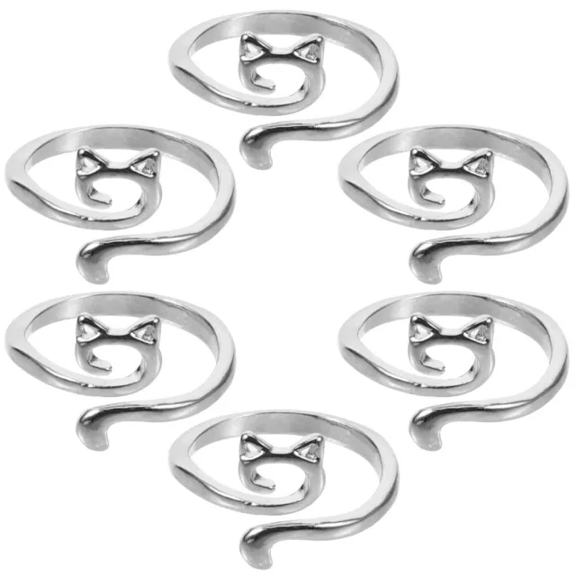 6 piezas anillo de gato de aleación de hilo anillo de sujeción ganchillo
