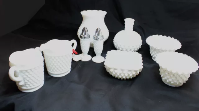 Unique Vintage Fenton, Westmoreland & More ! Hobnail Milk Glass Pieces and Sets!