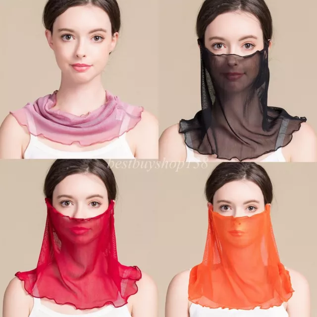 Women 100% Mulberry Silk Scarves Neck Gaiter Sun Shade Face Mask Head-wrap Scarf