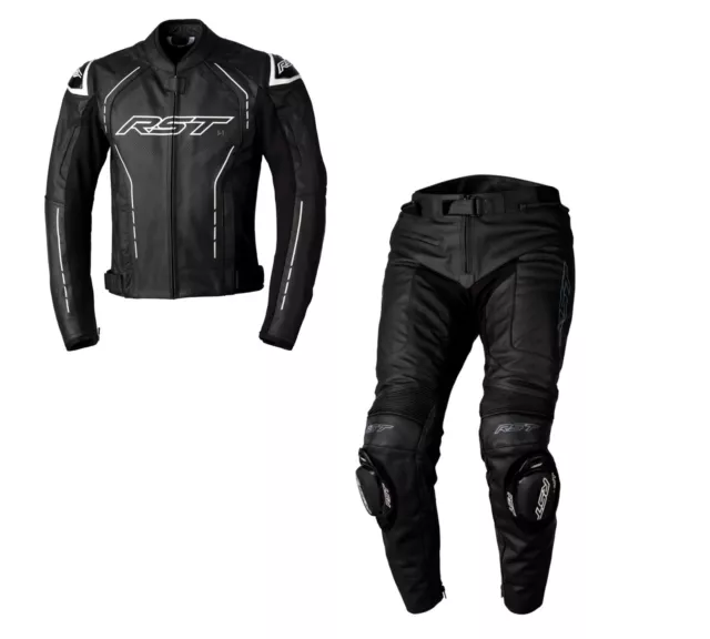 RST S1 Motorrad SPORTS Ce Leder Jacke /Hose 2PC Schwarz/Schwarz/Weiß