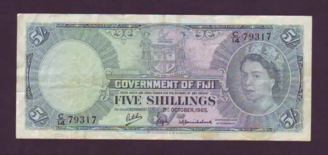 Fiji 1965 5 Shillings Banknote P.51 (3301951/W12)