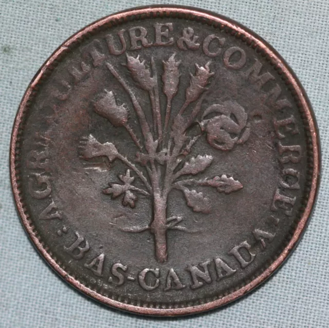 Canada ND1838 Montreal 1 Sou coin, rare LC-27A1 variety~93¢Tracked shipping