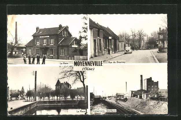 CPA Moyenneville, Rue de Gournay, La Gare, La Place