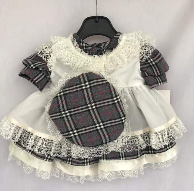 Robe tartan pinafore gris neuf avec étiquettes 6-12 mois 2