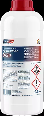 EUROLUB 821015 radiatore antigelo D-30 concentrato 1,5 litri rosso viola senza silicati