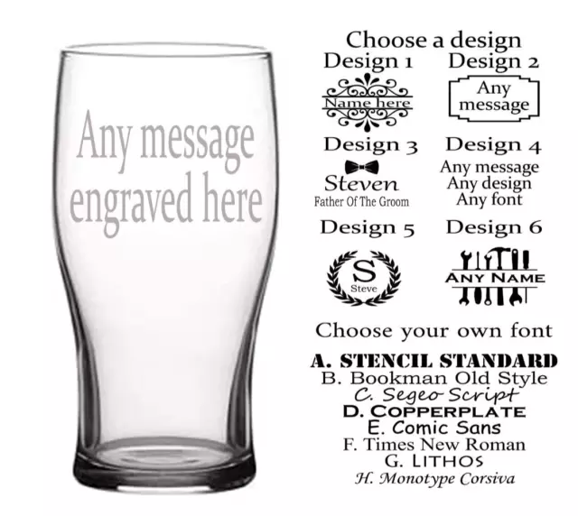 Personalised Engraved Pint Glass  Gift