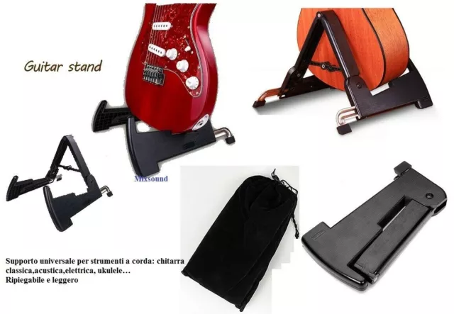 Supporto Stand Reggichitarra Pieghevole Per Chitarra Classica Acustica Ukulele