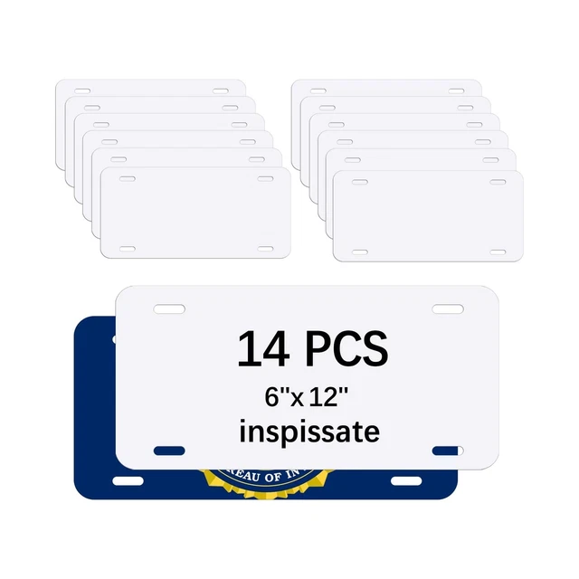 14 Pack Sublimation License Plate Blanks 6"X12" X0.65mm Metal Aluminum Automo...