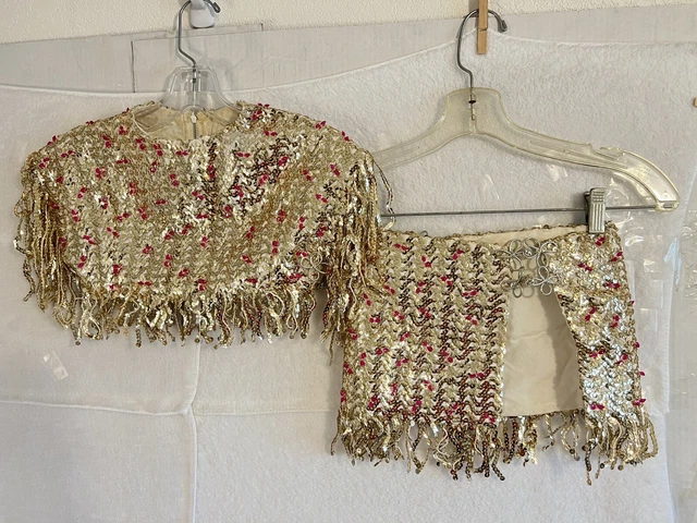 Vintage Handmade Dancewear 2 Piece Set Cape and Skirt Beaded Sequin Toddler Size