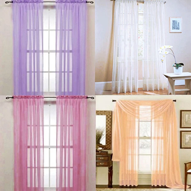 Glass Yarn Sheer Window Valance Curtain Pure Color Bedroom Home Wedding Decor 3