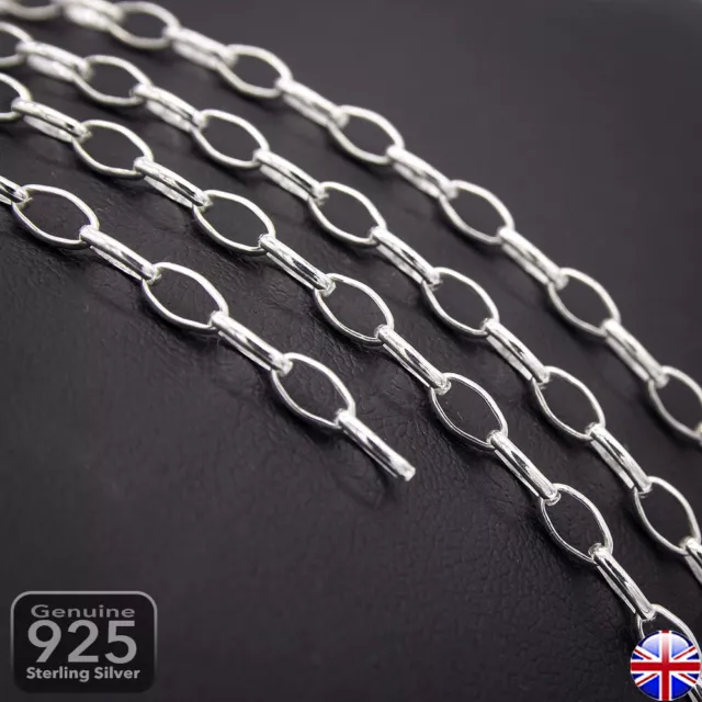 Solid 925 Sterling Silver Chain Belcher Oval 6.2mm by Metre Jewellery Making