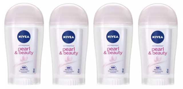 Pack of 4, NIVEA Pearl & Beauty 48hr Anti-Perspirant Deodorant Stick 40ml