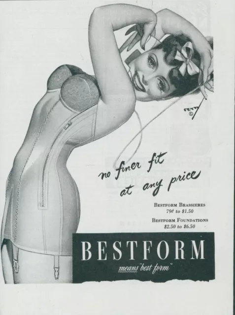 1944 Bestform Brassieres Foundations George Petty Pin Up Artist Print Ad LHJ1