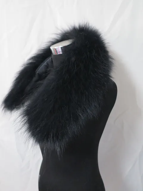 100% Real raccoon  fur hood collar/ wrap/scarf / jacket collar BLACK hood collar