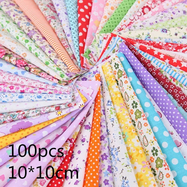 Baumwollkleidung Quilten Set Stoff 10*10cm 100 Stück Kleidung Mischfarbe