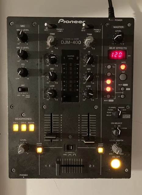PIONEER DJM-400 2-Channel DJ Mixer w/Power Cord PARTS, POWERS ON PIONEER DJM-400 2-Channel DJ Mixer w/Power Cord PARTS, POWERS ON