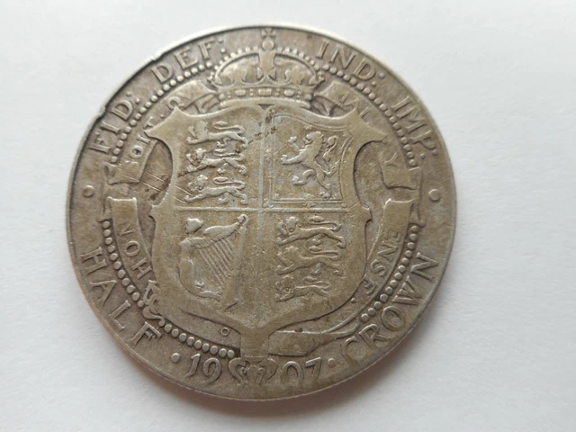 1907 Edward VII Silver Half Crown Coin.
