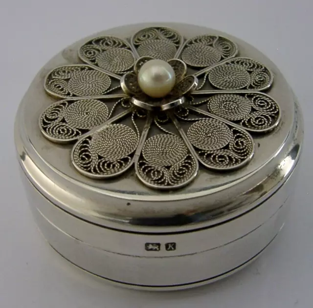 ENGLISH STERLING SILVER MODERNIST PEARL SET BOX LONDON 1984 179 0f 250 3