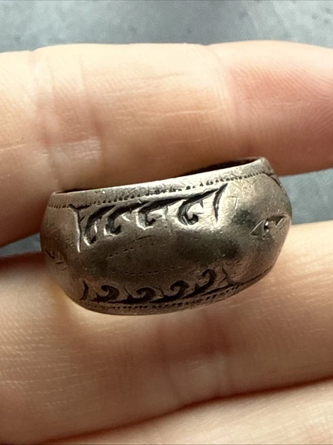 Bague Ancienne En Argent Massif 925 - Anneau Ethnique, Style Créateur Vintage