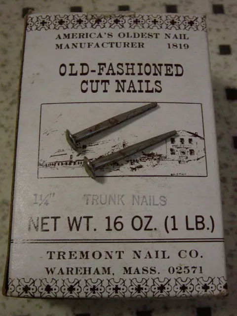 Antique Furniture Restoration 1.25" Long Silver Cut Nail 15 Pc Lot Trunk Chest