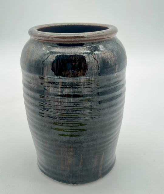 Vintage Artisan Studio Pottery Pitcher Earth Tone Brown Gold Signed Bailey 7”