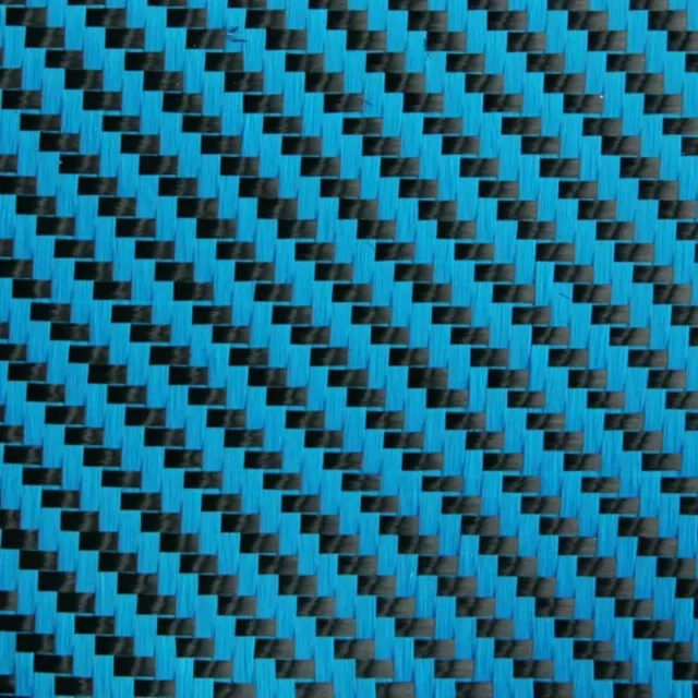 Hybrid fabric in real carbon fiber and aramid 190 g/m² 3k TWILL blue