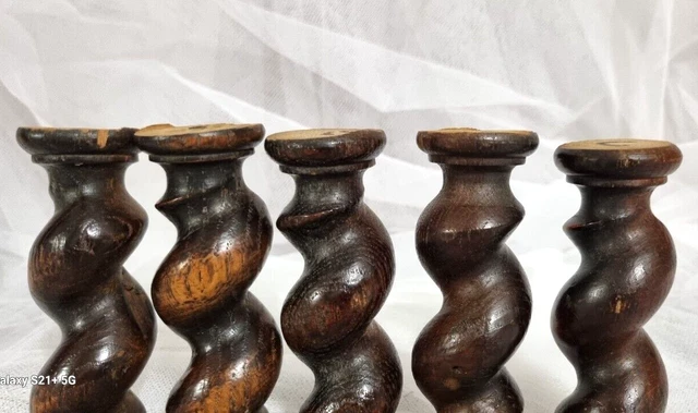 5 Barley twist turned spindle Column Antique french architectural salvage 4.8 in 2