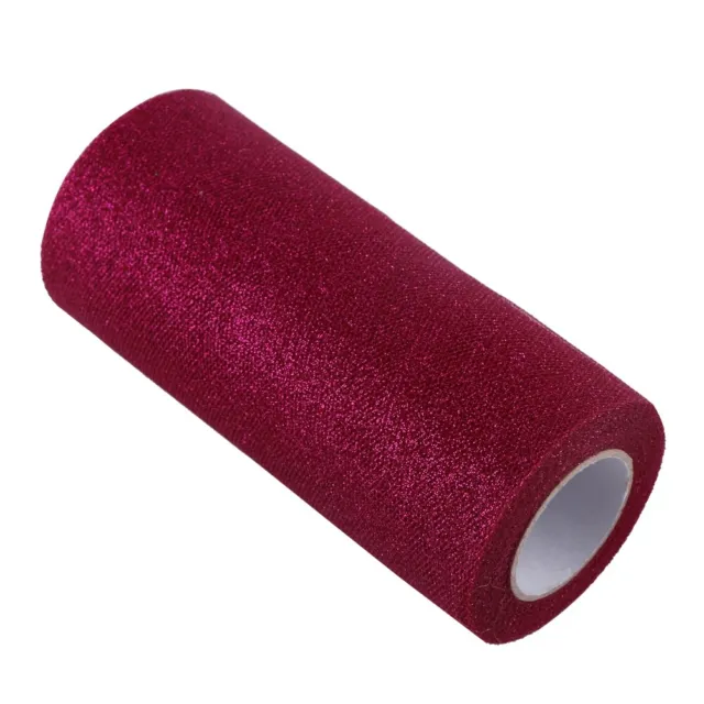(D19 Wine Red + Deep Red Onion)Glitter Tulle Roll 6 Inch X 25 Yards Glitter