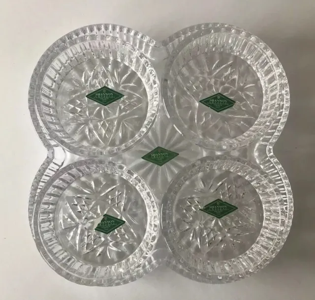 Shannon Crystal 5 Piece Serving Tray & Dip/Berry/Nuts Bowls With Sticker Tags