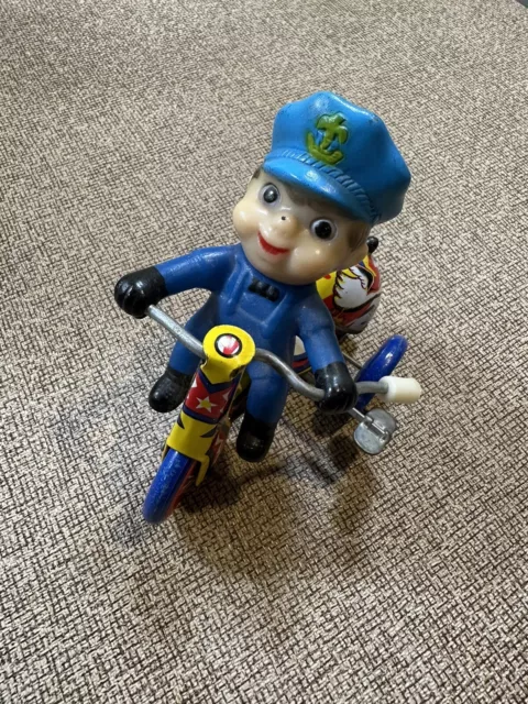 Vintage Wind up Tin Police Tricycle Happy Days MTU made in Korea Toy Bell Cycle