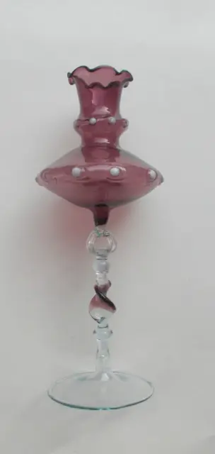 Dekoratives Glas aus Lauscha mundgeblasen H. ca. 25 cm weiß/violett Vitrinenware
