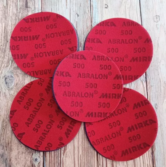 Mirka Abralon Sanding Discs/Pads 150mm (6") Wet or Dry DA Sander Grits 500 x5