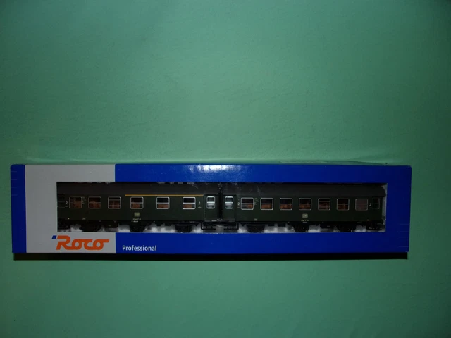 Rame à 2 étages Roco DB Voitures Voyageurs 1ère Et 2ème Classe Vert/blanc Réf 45285 - Neuve Sous Blister