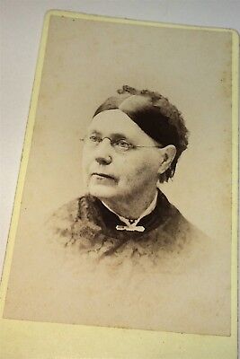 Antique Victorian American Fashion Old Woman, Glasses! Brattleboro, VT CDV Photo