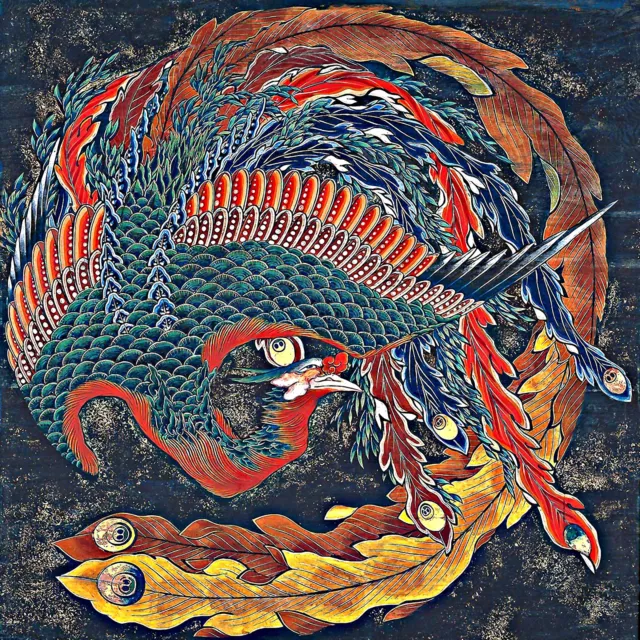 Art Phoenix by Katsushika Hokusai. Oriental Oil Painting Giclee Print Canvas