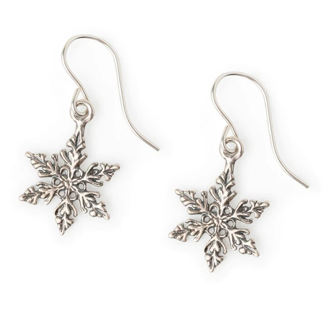 Sterling Silver Snowflake Earrings for Women Girls Hypoallergenic Wires Handmade