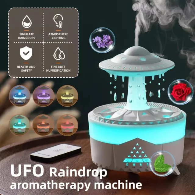 Rain Cloud Lamp Mushroom Air Humidifier Diffuser Raindrop Sound 7 Color Lights