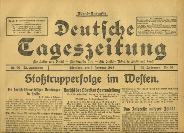 1918 Deutsche Tageszeitung Estland Livland Finnland Lenin Ukraine Russland