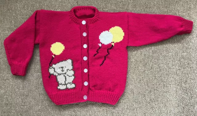 Hand Knitted Children’s Forever Friends Bear Cardigan.