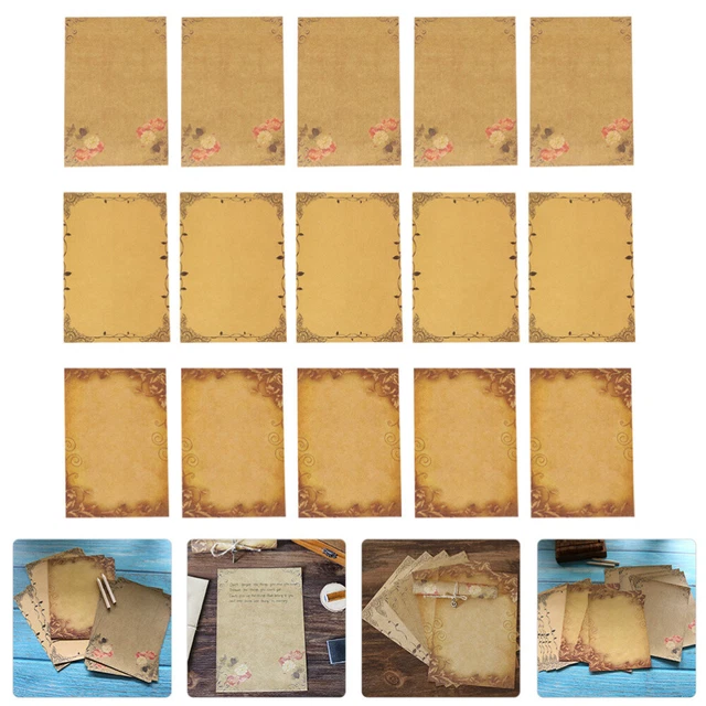 48 Sheets Vintage Briefpapier Antikfarbenes Bedrucktes Spitze