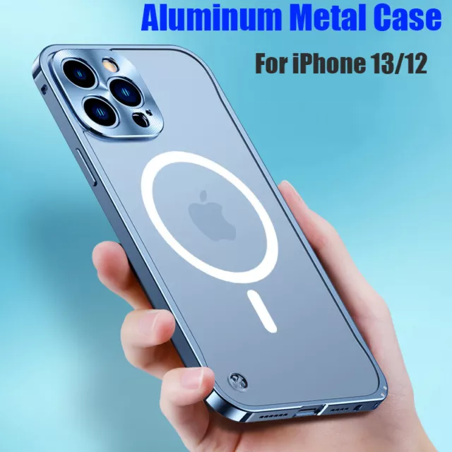 Metal Magsafe Handyhülle Cover For iPhone 12 13 14 Pro Max Case Klar Stoßfeste