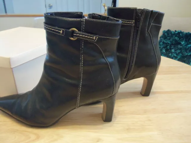 PAOLO CORELLI BLACK Leather Heeled Ankle Zip Pointed Toe Boots Brazil Sz 7.5m 29.99 PicClick