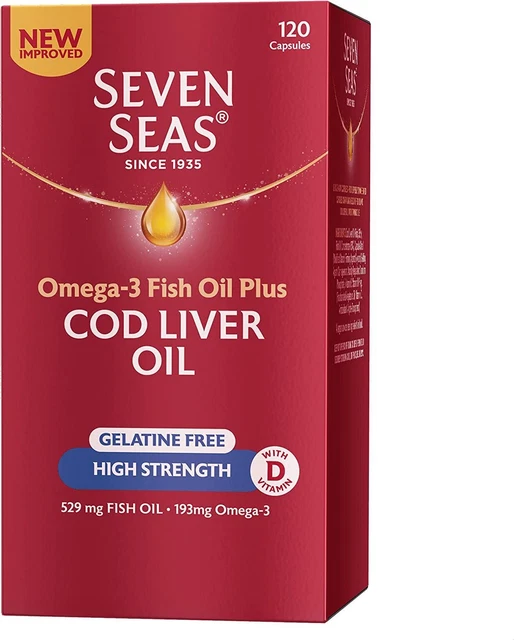 Seven Seas Omega-3 Fish Oil Plus Cod Liver Oil High Strength - 120 Capsules
